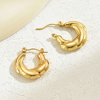 Stainless Steel Thick Hoop Earrings for Women, Golden, 20x20mm