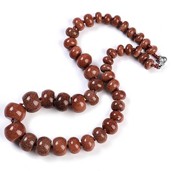 Synthetic Goldstone Rondelle Graduated Beaded Necklaces for Women Men, 19.49 inch(49.5cm)