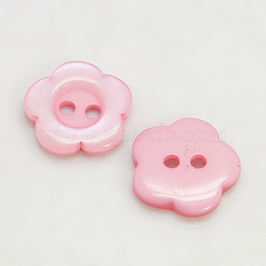 12mm Pink Flower Resin 2-Hole Button