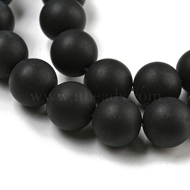 Abalorios redondos esmerilado ágata negro natural hebras(G-N0151-11-10mm)-3