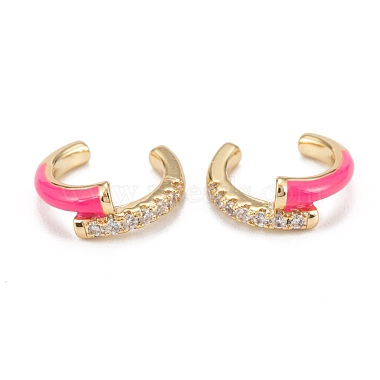 Deep Pink Brass Earrings