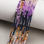 Gradient Color Natural Dyed Lapis Lazuli & Fossil Coral & Dyed White Jade Beads Strands, Faceted, Round, Mixed Color, 2mm, Hole: 0.5mm, about 173pcs/strand, 15.35''(39cm)(GG-CBA1668-A08-2mm)