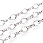 Brass Rhombus Link Chains, Unwelded, with Spool, Platinum, 9.5x6x2mm, about 32.81 Feet(10m)/Roll(CHC-T018-44P)