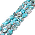Natural Imperial Jasper Beads Strands, with Brass Line, Nuggets, 18~25x14.5~15x5mm, Hole: 1.6mm, about 22pcs/strand, 15.94~16.25 inch(40.5~41.3cm)(G-O029-04A)