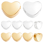 30Pcs 2 Colors Brass Beads, Heart, Mixed Color, 4.5x5.5x2.5mm, Hole: 1.2mm, 15pcs/color(KK-BBC0028-27)
