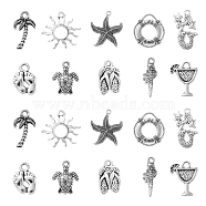 100Pcs 10 Style Ocean Theme Tibetan Style Alloy Pendants, Lead Free & Nickel Free & Cadmium Free, Mixed Shapes, Antique Silver, 14~24x12~27x2~5mm, Hole: 1.5mm, 10pcs/style(TIBEP-CJ0001-70)