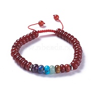 Adjustable Nylon Cord Braided Bead Bracelets, with Natural Carnelian Beads and Alloy Findings, 2-1/8 inch~2-3/4 inch(5.3~7.1cm)(BJEW-F369-C13)