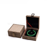 Linen Jewelry Storage Box, Jewelry Display Case, for Bracelets Storage, Sienna, 11x11x5.3cm(PW-WG82343-07)