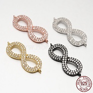 Infinity 925 Sterling Silver Micro Pave Cubic Zirconia Links, Mixed Color, 28x10.5x2mm, Hole: 1mm(STER-F011-015)
