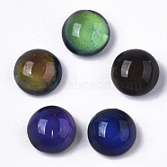 Translucent Glass Cabochons, Changing Color Mood Cabochons, Half Round/Dome, Black, 8x5mm(GLAA-T023-03A)