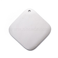304 Stainless Steel Pendants, Stamping Blank Tag, Rhombus, Stainless Steel Color, 23x22x1mm, Hole: 1.2mm(STAS-F254-02A-P)