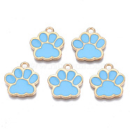 Alloy Enamel Pendants, Cadmium Free & Lead Free, Dog Paw Prints, Deep Sky Blue, 17.5x16x1.5mm, Hole: 2mm(X1-ENAM-T016-22LG-E-RS)