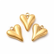 Vacuum Plating 304 Stainless Steel Pendants, Heart Charm, Golden, 15x12x3.5mm, Hole: 1.8mm(STAS-A076-13G)