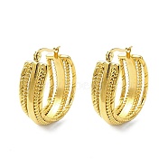 304 Stainless Steel Hoop Earrings, Jewely foe Women, Real 18K Gold Plated, Stripe, 30x12mm(EJEW-K271-02J-G)