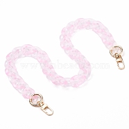 Bag Handles, with Transparent Acrylic Linking Rings, Golden Alloy Swivel Clasps & Spring Gate Rings, for Bag Straps Replacement Accessories, Pearl Pink, 24.52 inch(62.3cm)(AJEW-BA00048-02)