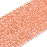 Glass Beads Strands, Imitation Quartz, Faceted, Round, PeachPuff, 2mm, Hole: 0.5mm,  about 175pcs/strand, 14.9 inch(38cm)(G-K185-16T)