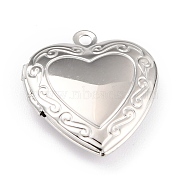 316 Stainless Steel Locket Pendants, Photo Frame Charms for Necklaces, Manual Polishing, Heart, Stainless Steel Color, 22.5x19.5x5mm, Hole: 1.6mm, Inner Diameter: 11.5x13.5mm(STAS-L258-005A-P)