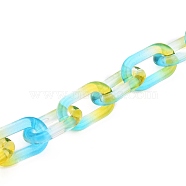 Handmade Two Tone Transparent Acrylic Cable Chains, Quick Link Chains, Unwelded, Light Sky Blue, 38.5x23.5x6.5mm, 39.37 inch(1m)(AJEW-JB00840-03)