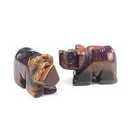 Natural Tiger Eye Carved Healing Rhinoceros Figurines, Reiki Energy Stone Display Decorations, 26x17~20mm(PW-WG79874-02)