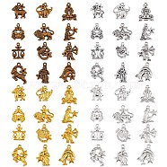 48Pcs Constellation Charm Pendant Twelve Zodiac Sign Pendants Alloy Charm for Jewelry Necklace Bracelet Earring Making Crafts, Mixed Color, 17x16mm(JX340A)