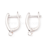Brass Hoop Earring Findings with Latch Back Closure, with Horizontal Loops, Cadmium Free & Lead Free, Long-Lasting Plated, Platinum, 20x13x3mm, Hole: 2mm, Pin: 1mm(KK-P217-23P)