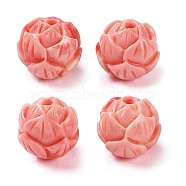 Synthetic Shell Dyed Carved Beads, Flower, Light Coral, 9.5x10mm, Hole: 1.6mm(SHEL-H005-21)