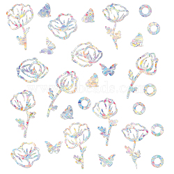 Plastic Colored Laser Stained Window Film Static Stickers, Rainbow Prism, Electrostatic Window Decals, Flower, 330x830mm(DIY-WH0654-008)