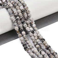 Natural Fire Crackle Agate Beads Strands, Dyed & Heated, Round, Faceted, WhiteSmoke, 5.5~6mm, Hole: 1mm, about 66pcs/strand, 14.37''~14.57''(36.5~37cm)(G-C082-A01-42)