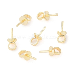 Brass Peg Bails, Cup Peg Bails, For Half Drilled Beads, Real 18K Gold Plated, 6.5x3x3mm, Hole: 1.6mm, Pin: 0.5mm(KK-N254-46A-G)