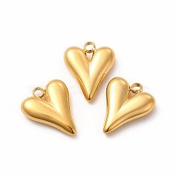 PVD Vacuum Plating 304 Stainless Steel Pendants, Heart Charm, Golden, 15x12x3.5mm, Hole: 1.8mm(STAS-A076-13G)