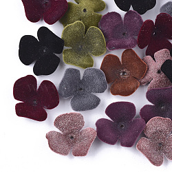 Flocky Acrylic Bead Caps, 3-Petal, Flower, Mixed Color, 22x23x8mm, Hole: 1mm(OACR-T005-01)