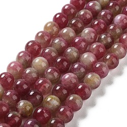 Natural Watermelon Tourmaline Bead Strands, Round, Dyed, 8mm, Hole: 1mm, about 47~48pcs/strand, 14.96~15.35 inch(38~39cm) (G-NH0006-A01-02)