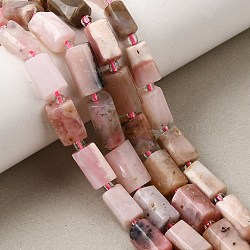 Natural Pink Opal Beads Strands, Column, Faceted, with Seed Beads, 10.5~12.5x7~7.5mm, Hole: 1mm, about 14~15pcs/strand, 7.48''~7.89''(19~20.05cm)(GG-CBA8682-A05)