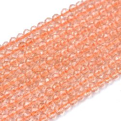 Glass Beads Strands, Imitation Quartz, Faceted, Round, PeachPuff, 2mm, Hole: 0.5mm,  about 175pcs/strand, 14.9 inch(38cm)(G-K185-16T)