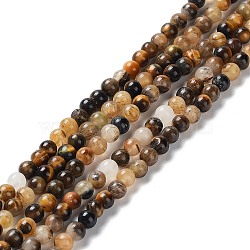 Natural Yellow Tiger Eye Beads Strands, Grade B, Round, 4mm, Hole: 0.8mm, about 90pcs/strand, 14.76 inch(37.5cm)(G-H238-4mm)
