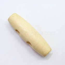 Natural Wood Buttons, Horn Toggle Buttons, 2-Hole, for Sewing Accessories, Cornsilk, 40x11mm, Hole: 6mm(WOOD-WH0100-01G)