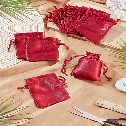 16Pcs Satin Jewelry Pouches Bags, Drawstring Bags, Rectangle, Dark Red, 12x9~17x0.1cm(ABAG-LP0001-25A)