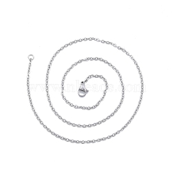 Non-Tarnish 304 Stainless Steel Cable Chains Necklace for Men Women, Stainless Steel Color, Wide: 2mm, 17.72 inch(45cm)(NJEW-N050-A02-S20)