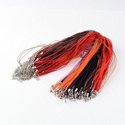 Jewelry Making Necklace Cord, Organza Ribbon & Waxed Cotton Cord & Iron Clasp, Mixed Color, 430x6mm(FIND-R001-M)