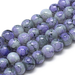 Baking Painted Glass Beads Strands, Swirl Glass Beads, Round, Medium Slate Blue, 6~6.5mm, Hole: 1.5mm, about 145pcs/strand, 31.8 inch(80.7cm)(X-DGLA-S115-6mm-S74)