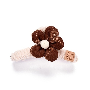Plastic Claw Hair Clips, Covered with Wool and Cloth, Flower & Heart, Coconut Brown, 82x40x46mm