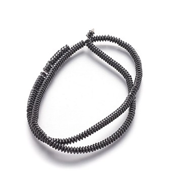 Electroplated Non-magnetic Synthetic Hematite Beads Strands, Disc, Gunmetal Plated, 4x1.5mm, Hole: 0.8mm, about 266pcs/strand, 15.74 inch(40cm)