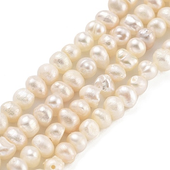 Natural Cultured Freshwater Pearl Beads Strands, Potato, Navajo White, 3~4mm, Hole: 0.5mm, about 44~53pcs/strand, 6.69~7.28 inch(17~18.5cm)