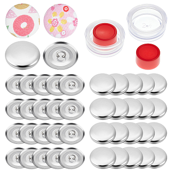 DIY Cover Button Making Kit, Including 100Pcs Aluminum Blank Buttons, 2 Set Plastic DIY Fabric Button Maker, Red, 21x7mm, Hole: 4mm