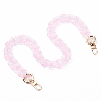 Bag Handles, with Transparent Acrylic Linking Rings, Golden Alloy Swivel Clasps & Spring Gate Rings, for Bag Straps Replacement Accessories, Pearl Pink, 24.52 inch(62.3cm)