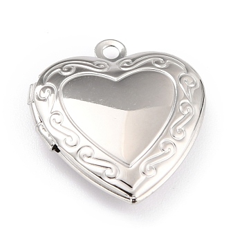 316 Stainless Steel Locket Pendants, Photo Frame Charms for Necklaces, Manual Polishing, Heart, Stainless Steel Color, 22.5x19.5x5mm, Hole: 1.6mm, Inner Diameter: 11.5x13.5mm