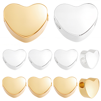 30Pcs 2 Colors Brass Beads, Heart, Mixed Color, 4.5x5.5x2.5mm, Hole: 1.2mm, 15pcs/color