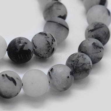 Chapelets de perles en quartz rutile noir naturel(G-F570-02-8mm)-3
