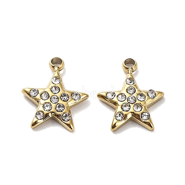 Real 18K Gold Plated Star Stainless Steel+Rhinestone Charms