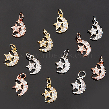 Nbeads 12Pcs 3 Colors  Brass Micro Pave Cubic Zirconia Charms(ZIRC-NB0001-81)-4